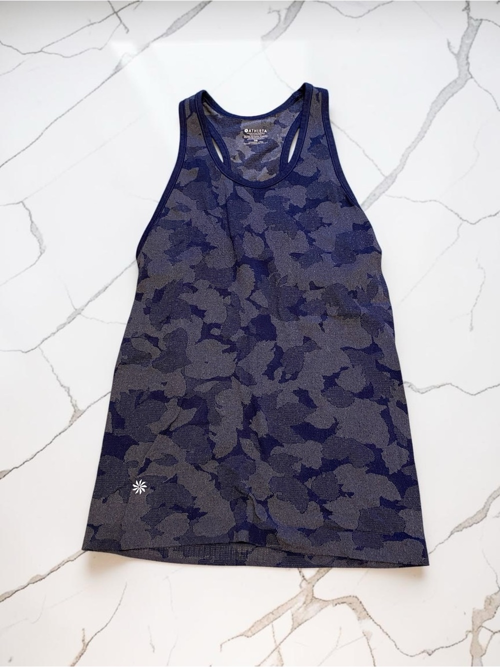 Athleta Navy and Charcoal Camo Racerback Tank